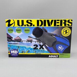 U.S. Divers Adult Shredder Fin Travel MD Size 7-10 Women/8-11 Men Blue Black